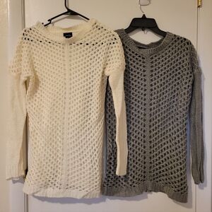 Rue21 Women's Open Knit Sweater - Cream and Gray Two Sweaters Sz Medium